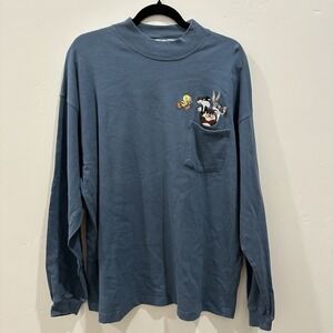 Looney Tunes Vintage 90s Embroidered Long‎ Sleeve Pocket Tee Bugs Bunny Large